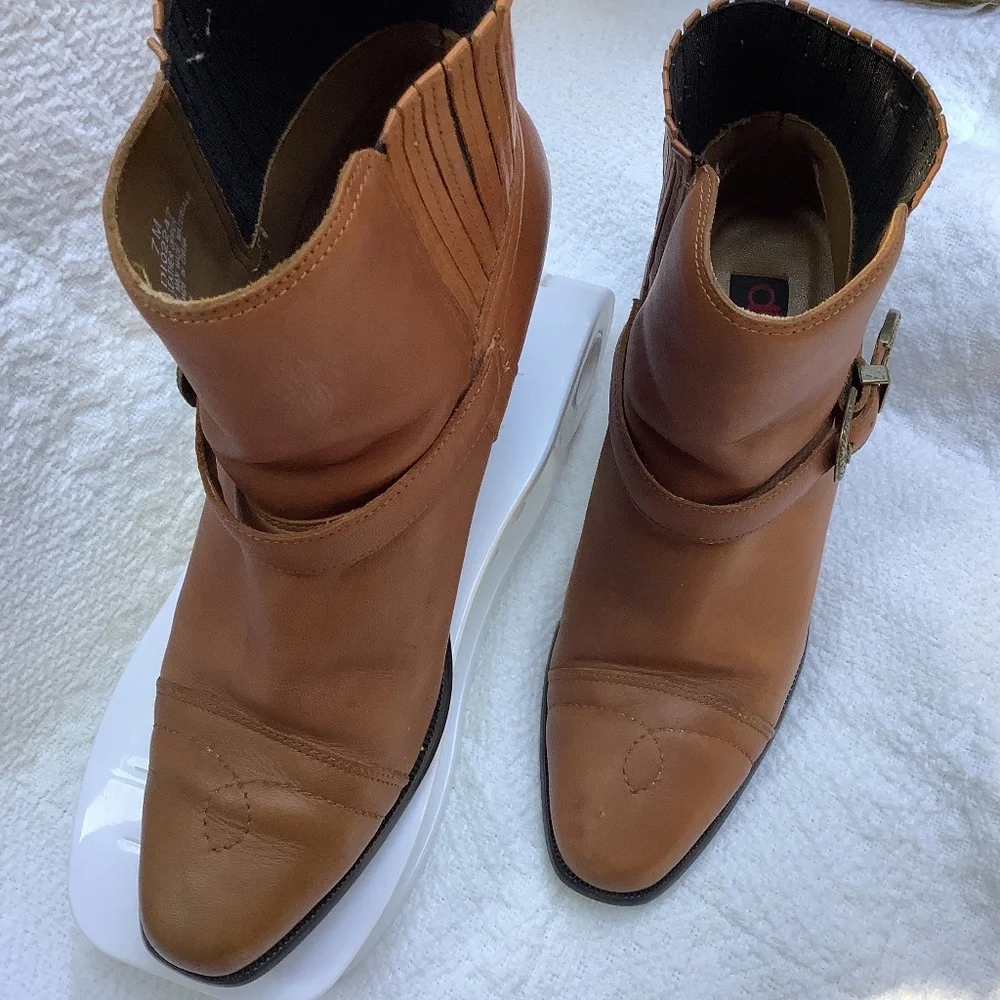 Dingo ankle‎ leather brown boot bootie cowgirl western
